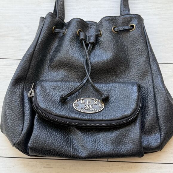 Vintage BH Smith Purse Black Leather Bucket Bag Shoulder Strap Pebble Leather - Picture 1 of 6
